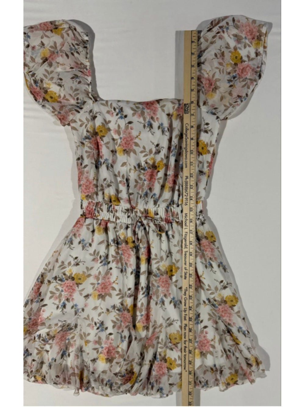 Mi Ami Francesca’s Floral Mini Dress XS Flutter Sleeve Smocked Waist Cottagecore - Picture 8 of 9